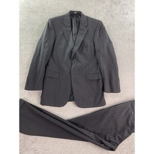Jos. A Bank Suit 41 L Gray Wool Striped Premium Business Jacket Pants Set 36x34